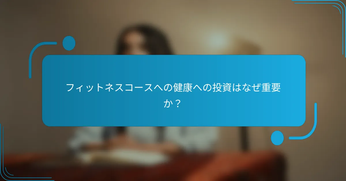 フィットネスコースへの健康への投資はなぜ重要か？