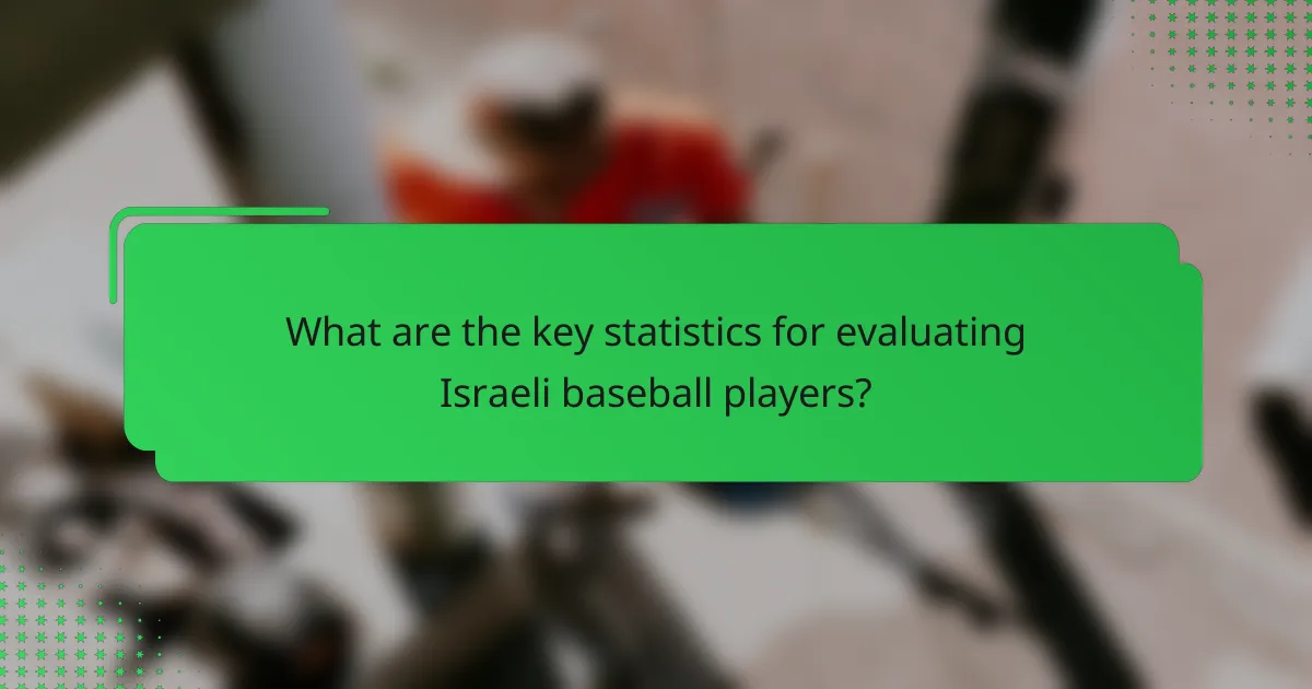 What are the key statistics for evaluating Israeli baseball players?