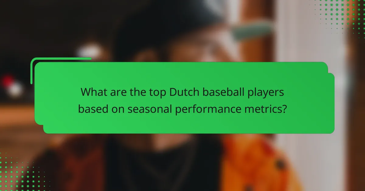What are the top Dutch baseball players based on seasonal performance metrics?