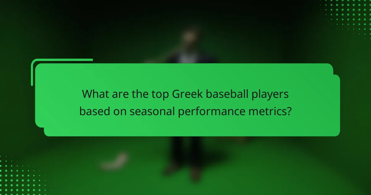 What are the top Greek baseball players based on seasonal performance metrics?
