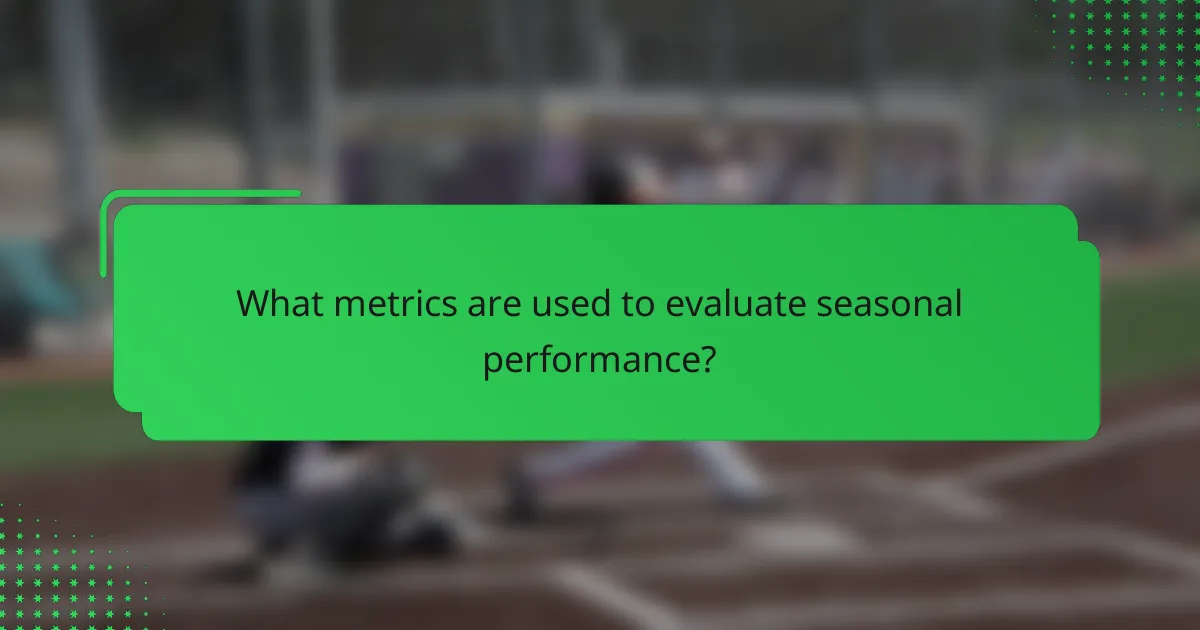 What metrics are used to evaluate seasonal performance?