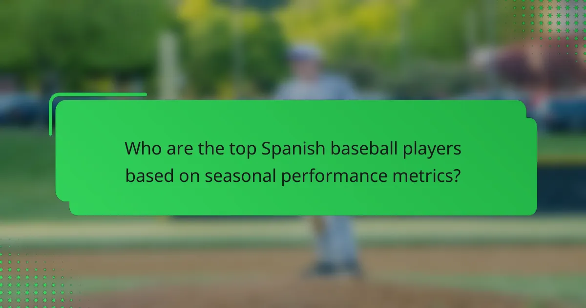 Who are the top Spanish baseball players based on seasonal performance metrics?